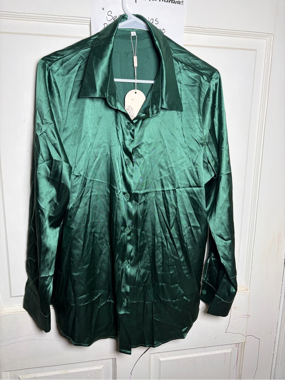 Men's Emerald Green Satin Button-Up Shirt Jacket